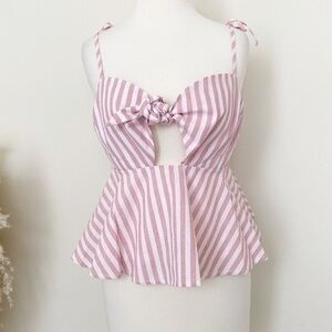 NWT Rampage pink and white stripes peplum crop top